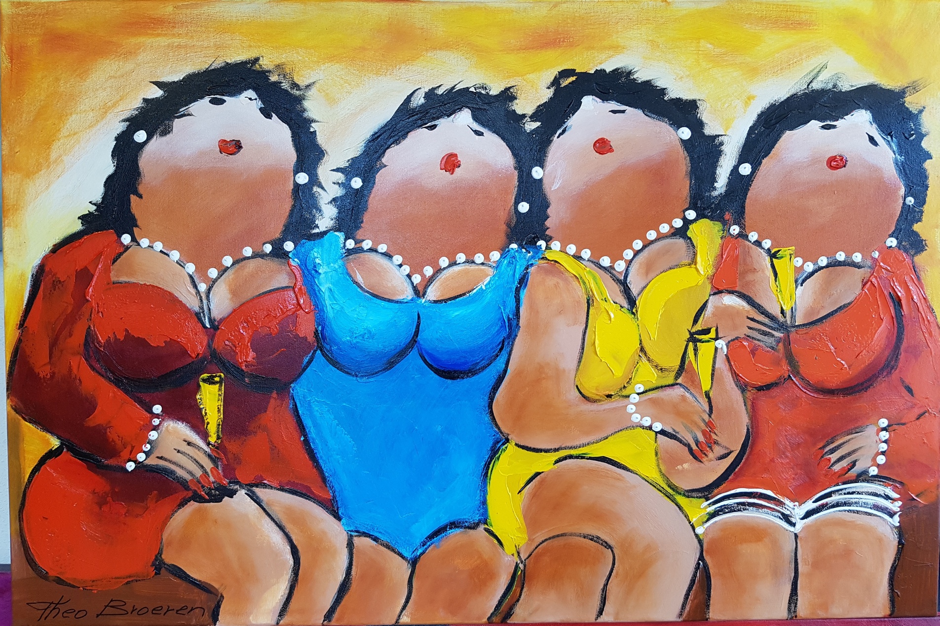 Vrolijk dikke dames Schilderij